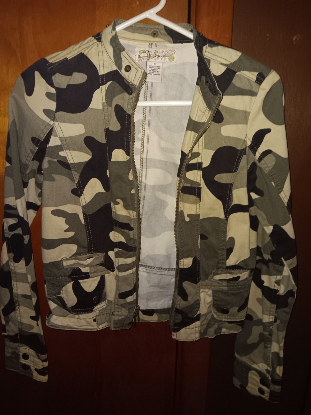 Younique Neutral Camouflage Jacket with Green Accents